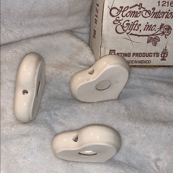 Vintage Home Interiors 3 Ceramic Hearts w/flowers - Picture 10 of 12